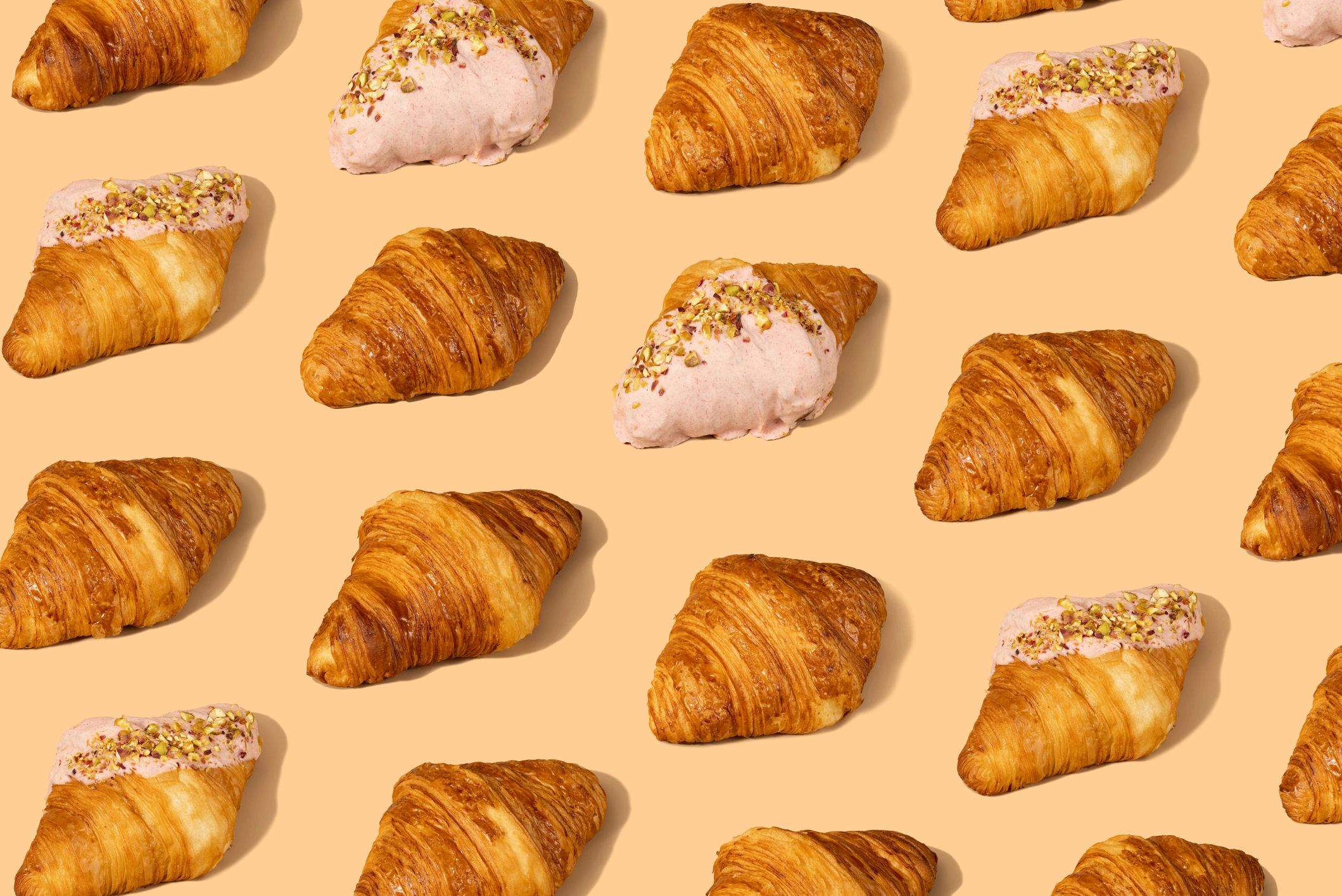Golden flaky croissants