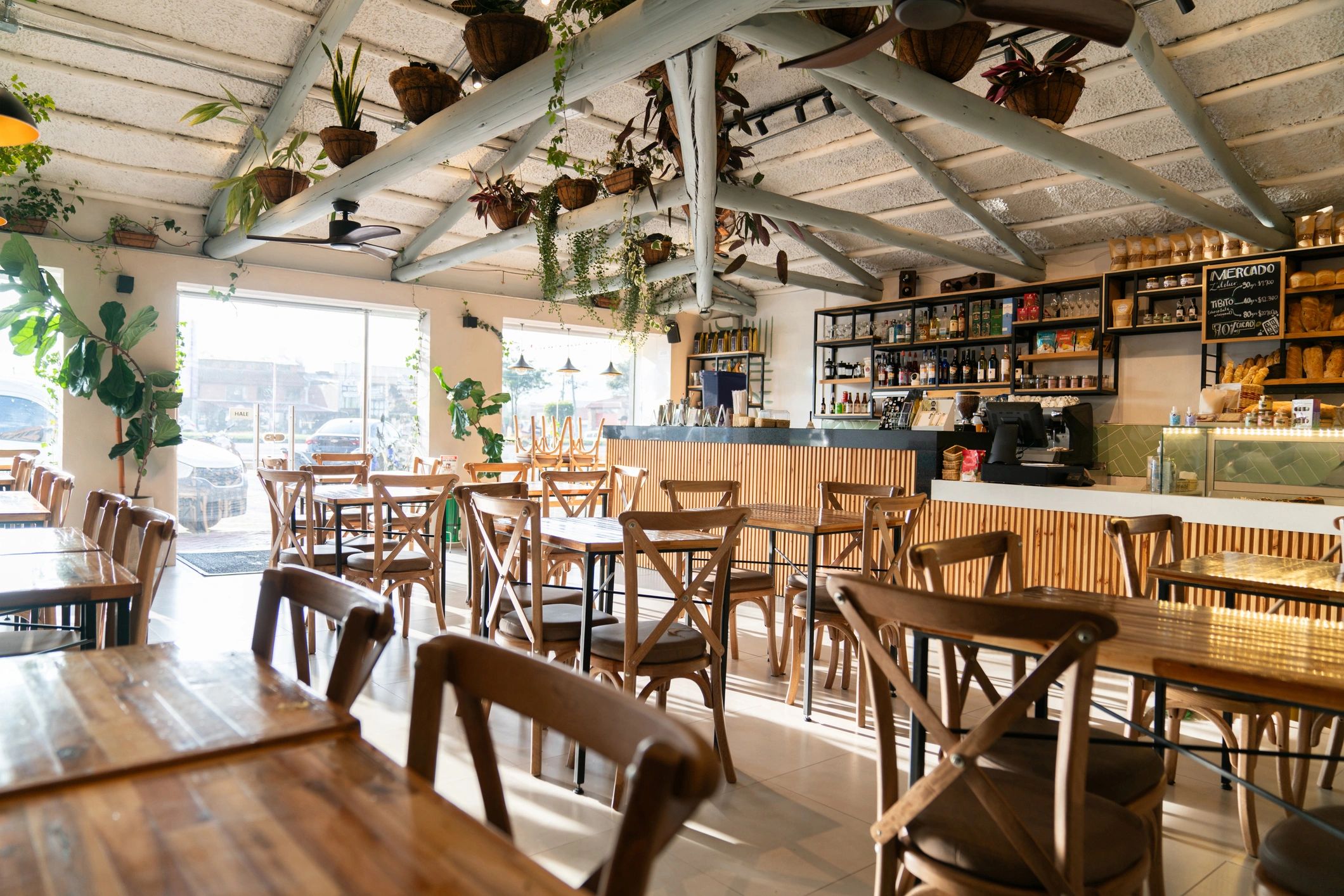 Warm bakery interior